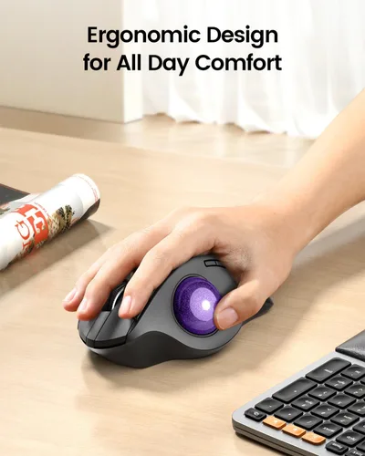 Miniatura 3 de ProtoArc Ratón Trackball Inalámbrico, EM01 NL Ergonómico Bluetooth Rollerball Pulgar Recargable Ratón de Computadora Portátil, Ángulo Ajustable