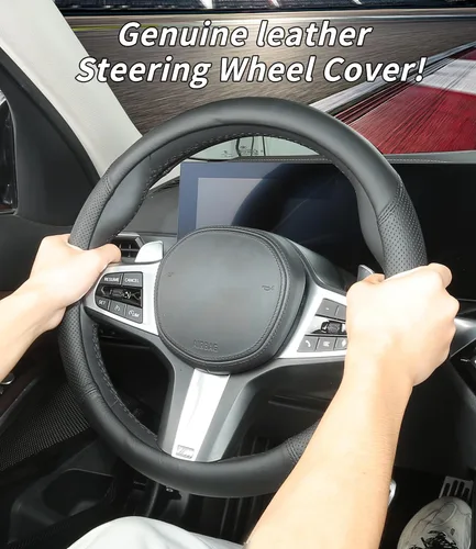 Funda para volante de cuero genuino a la medida para Acura, antideslizante, transpirable, diseñada para accesorios Acura (línea negra), para Acura)