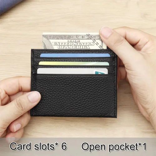 Miniatura 2 de Cartera Delgada para Tarjetas de Crédito Ultra Delgada Cartera Larga para Tarjetas Bolsillos con Cremallera Estuche para ID Cartera Pequeña Compacta