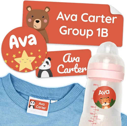 Miniatura 17 de Etiquetas de nombre personalizadas para la guardería para niños verdes [50 piezas] - Adhesivos de nombre resistentes al agua para la escuela