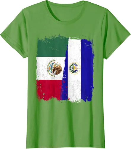 Miniatura 4 de Camiseta con la bandera mexicana de El Salvador con la mitad de la bandera mexicana de El Salvador
