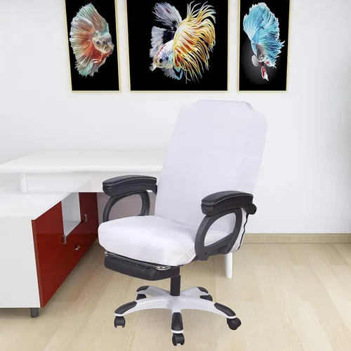 Miniatura 7 de SARAFLORA - Fundas elásticas y lavables para sillas de computadora en oficina, para silla giratoria universal, tamaño grande, color blanco
