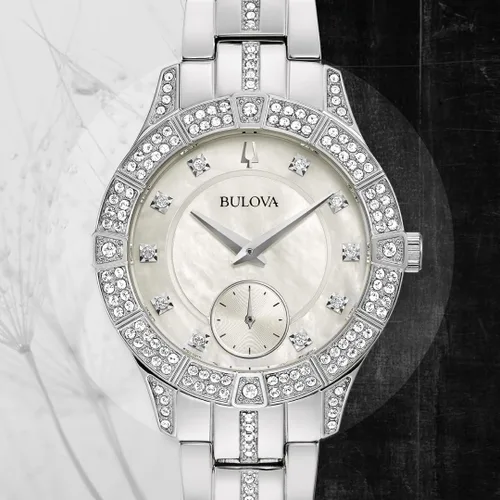 Miniatura 4 de Bulova Ladies' Crystal Phantom 3-Hand, Small Second Hand Quartz Watch, Mother-of-Pearl Dial