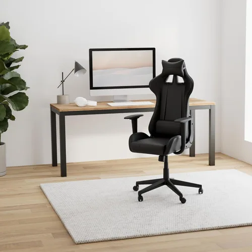 Miniatura 2 de Silla de gamer con reposacabezas y apoyo lumbar, silla giratoria y reclinable de oficina de altura ajustable y respaldo alto