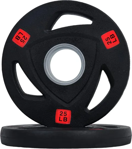 Miniatura 22 de Signature Fitness Olympic - Placa de pesas de hierro fundido de 2 pulgadas para entrenamiento de fuerza y levantamiento de pesas, varios tamaños