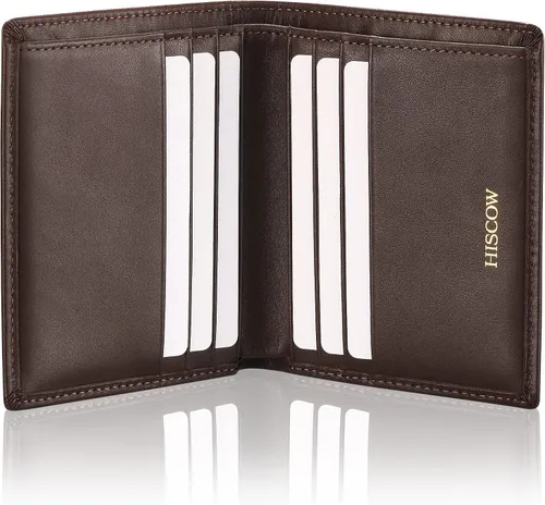 Miniatura 70 de HISCOW Billeteras plegables de cuero de grano completo para hombres, billetera minimalista delgada para hombre, regalos para papá, cumpleaños, día