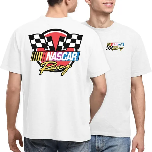 Miniatura 2 de Junk Food NASCAR Racing Logo - Camiseta unisex para adultos con el logo de carreras de NASCAR en la parte delantera y trasera para hombres y mujeres
