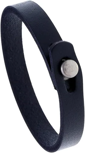 Pulsera de cuero genuino para hombre, estilo punk vintage, de grano completo, de piel de vaca, color marrón oscuro, ajustable, hecha a mano, para
