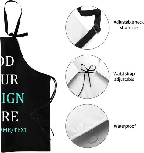 Miniatura 6 de Delantal personalizado para mujer, con nombre, texto, logotipo, foto, chef, delantales de cocina, impermeables, ajustables, con lazo, gran regalo