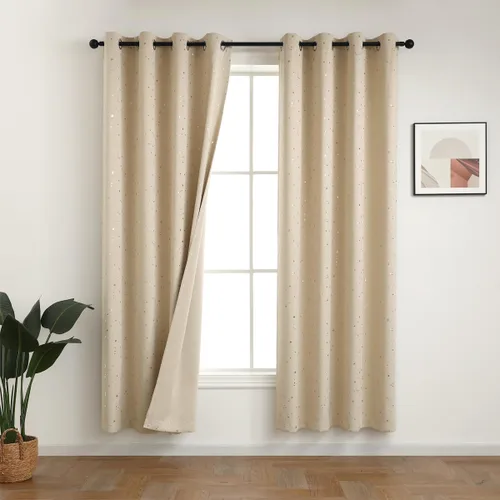 Miniatura 9 de MANGATA CASA - Cortinas opacas con estrellas para dormitorio - Juego de 2 cortinas de ventana para guardería con ojales – Cortinas opacas