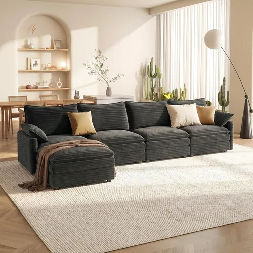 Miniatura 85 de Vesgantti 2 Piece Loveseat & 3 Seater Sofa Set, Modular Cloud Couch, Beige