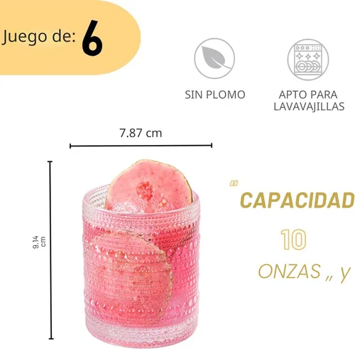 Miniatura 2 de Vasos de Cóctel de 10 oz Vasos de Beber Hobnail Juego de 6, Cristalería Vintage, Vasos de Vidrio Texturizado Vasos de Burbujas Vasos de Agua Vasos