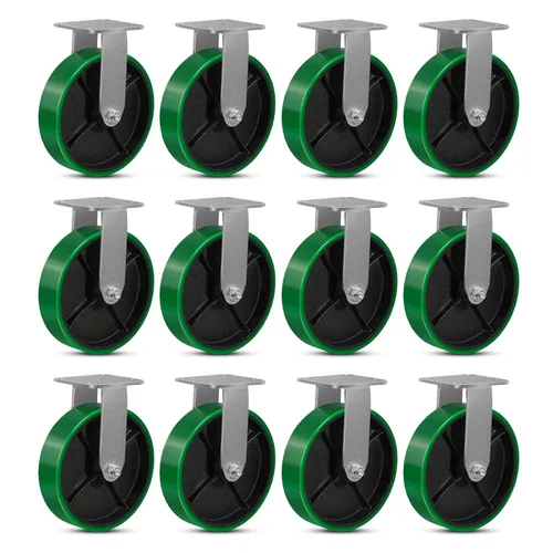 Miniatura 41 de Ruedas giratorias, ruedas industriales de 4 pulgadas resistentes, poliuretano en rueda de acero, ruedas giratorias de placa superior