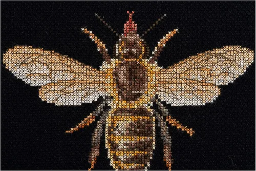 Miniatura 2 de Thea Gouverneur - Kit de punto de cruz de abeja miel, 16 unidades, color negro Aida, kit completo de bordado para adultos, incluye hilos DMC. Aguja