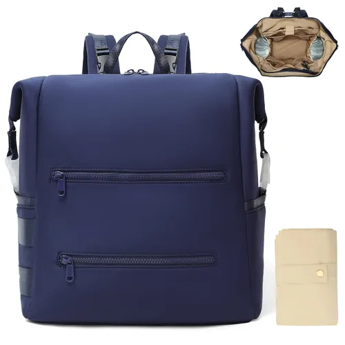 Miniatura 12 de Omanmoli Mochila para pañales, bolsa grande de neopreno para niños y niñas con 15 organizadores de bolsas de pañales, 2 bolsillos aislados, Negro