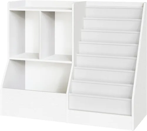 Miniatura 9 de MAHANCRIS Estantería y almacenamiento de juguetes para niños de 39.4 pulgadas, estante de 7 capas para libros, estantería para niños, estantería