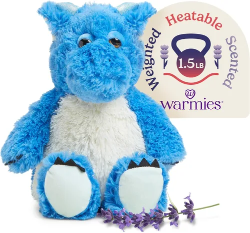 warmies Animales de peluche con peso y aptos para microondas, dragón, peluche con calefacción para calidez y comodidad, lindos juguetes de felpa