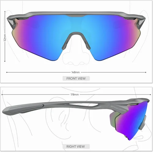 Miniatura 2 de Gafas de ciclismo, lentes deportivos polarizados con marco irrompible TR90, anti-UV400 A #GunGrey-Grey a base de lentes REVO IceBlue