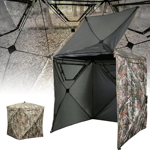 Miniatura 7 de Lenotos Hunting Blind, 2 Person Pop Up Blinds 360 Degree See Through, Portable Durable Hunting Ground Blinds for Deer & Turkey Hunting