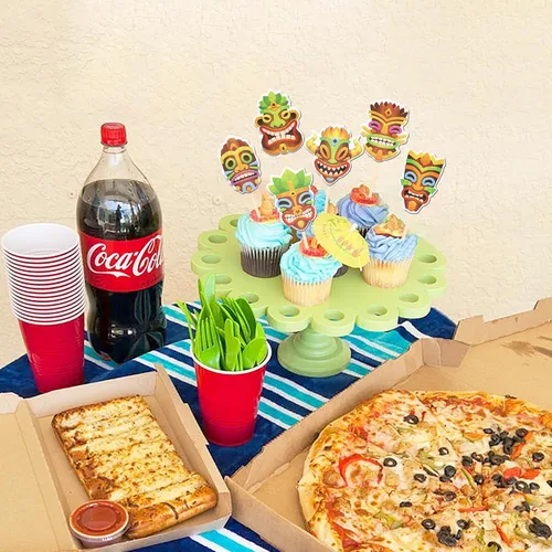 Miniatura 7 de 36 piezas de decoración para cupcakes de Tiki de Hawaii, tótem hawaiano para fiestas temáticas hawaianas, decoración de cupcakes hawaianos Luau