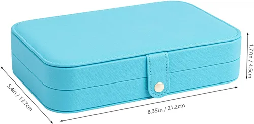 Miniatura 5 de V-LAFUY Joyero de viaje pequeño con espejo, caja de joyería portátil de viaje para mujeres y niñas, estuche de joyería para viajes, azul N