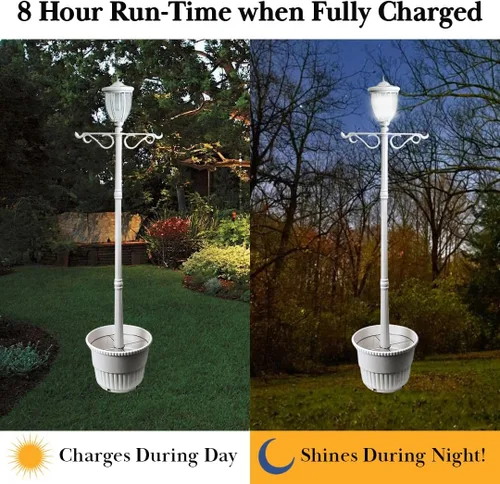 Miniatura 2 de Sun-Ray Kenwick 312064 - Lámpara con forma de farol de calle que funciona con energía solar, con una sola bombilla, con macetero debajo y colgadores