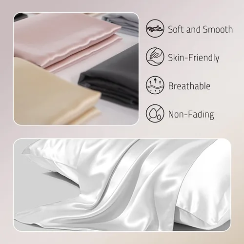 Miniatura 2 de Gabire Funda de almohada de seda de morera para cabello y piel, evita el acné, fundas de almohada de seda real de ambos lados, funda de almohada