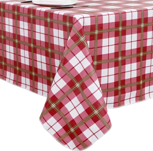 Miniatura 23 de Mantel de vinilo resistente con reverso de franela, mantel de plástico impermeable a prueba de aceite, resistente a las manchas, limpiable, cubierta