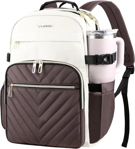 Miniatura 11 de VANKEAN Mochila para laptop de 17.3 pulgadas para mujer, bolsa de trabajo para laptop a la moda con puerto USB, mochilas impermeables, elegantes