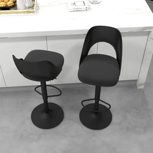 Miniatura 9 de civama Juego de 2 taburetes de bar para encimera de cocina, altura del asiento ajustable de 25 a 33 pulgadas, sillas de isla giratorias tapizadas