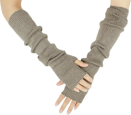 Miniatura 31 de Guantes cálidos de cachemira de brazo largo para mujer, guantes de invierno acogedores sin dedos, calentadores de brazos suaves, gran regalo