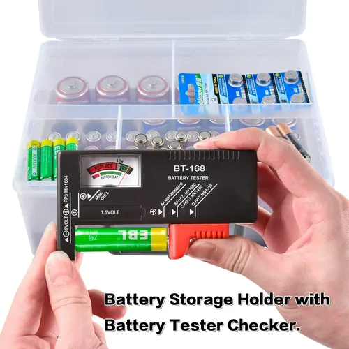 Miniatura 3 de Estuche Organizador de Baterías con Probador de Baterías, Caja de Almacenamiento con Más de 120 Contenedores Transparente para AA AAA 9V C D Litio