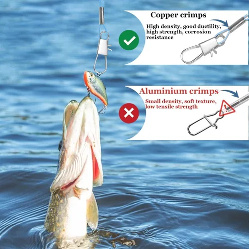 Miniatura 6 de YOTO Líderes de pesca, aparejo de aparejos de agua salada con broche giratorio, equipo de alambre de pesca de alta resistencia para señuelos cebo