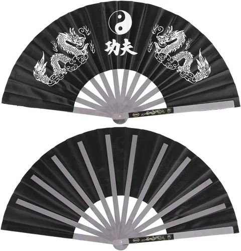Miniatura 6 de Maxmartt Abanico de mano plegable de acero inoxidable, ventilador de tai chi, ventilador de kung fu, fanáticos de karate, fanático chino, fanático