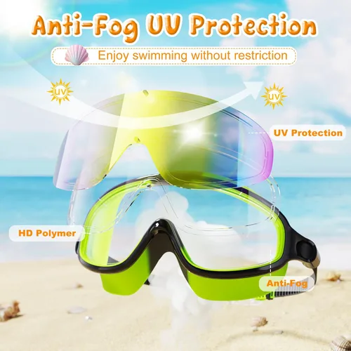 Miniatura 3 de VegoVia - Paquete de 2 gafas de natación para niños, gafas de natación antivaho con protección UV, de visión amplia, para niños de 3 a 15 años