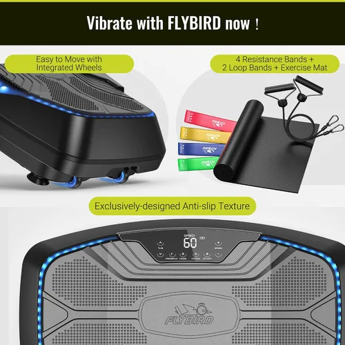 Miniatura 8 de FLYBIRD Vibration Plate Exercise Machine for Lymphatic Drainage, Adjustable Levels Full Body Workout, Curved Vibration Plate with Powerful Motor for