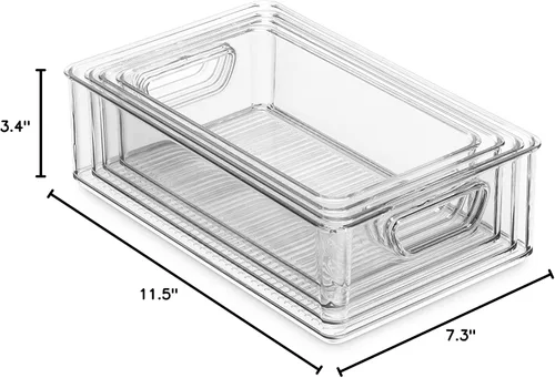 Miniatura 7 de Munfix Juego de 16 contenedores organizadores de refrigerador, cestas de plástico para organización y almacenamiento de despensa, organizadores