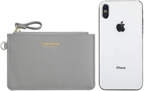 Miniatura 3 de Aiyo Nice Funda delgada para tarjetas RFID para mujer, cartera con cremallera, cartera de piel pequeña, monedero con llavero