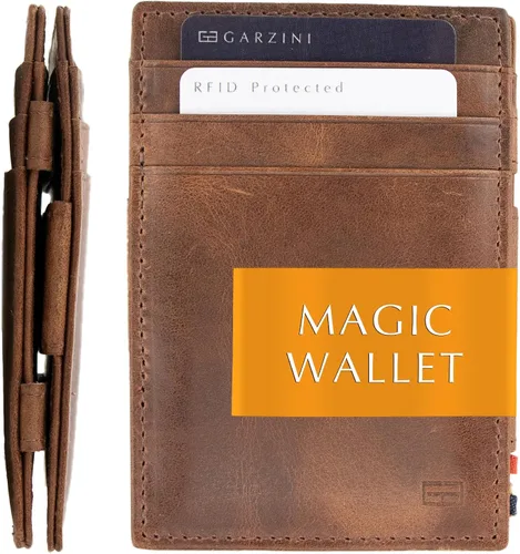 Miniatura 11 de GARZINI Cartera mágica para hombres, cartera minimalista con tarjetero RFID, cartera de cuero para 10 tarjetas