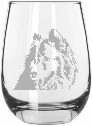 Miniatura 257 de Sakhalin Husky Dog - Copa de vino grabada personalizada de 15.25 onzas sin tallo