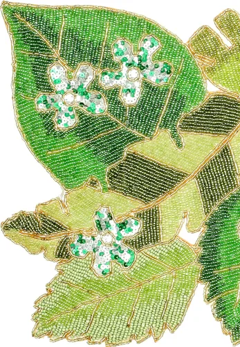 Miniatura 6 de Camino de mesa con cuentas de hojas verdes de 36 pulgadas de largo - Hermoso, elegante y sofisticado corredor decorativo brillante perfecto