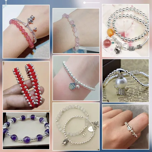Miniatura 6 de PH PandaHall 50 cuentas espaciadoras de plata de ley 925 de 0.118 pulgadas (0.118 in), cuentas de bola pequeña, cuentas redondas para manualidades