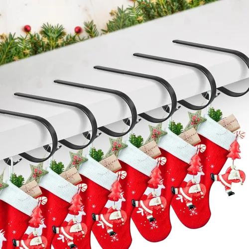 Miniatura 2 de Soporte para calcetines de Navidad para manto, soporte antideslizante y ajustable, ganchos de metal para calcetines, suministros de decoración