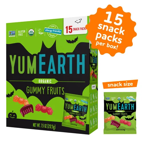 Miniatura 3 de YumEarth Frutas orgánicas de gomitas de Halloween, paquetes de bocadillos de dulces frutales, aperitivos sin gluten para niños, aptos