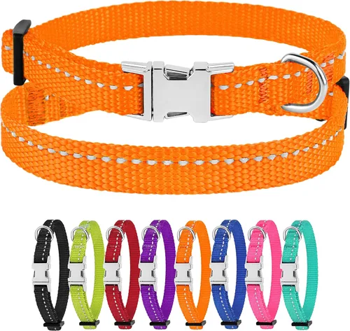Miniatura 8 de CollarDirect Collar reflectante para perro o cachorro pequeño, mediano y grande con hebilla de liberación rápida, para machos y hembras, nailon Rojo