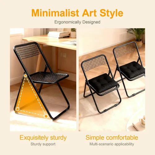 Miniatura 6 de JPBSTO Paquete de 6 sillas plegables, color negro, una sola pieza, diseño plegable que ahorra espacio