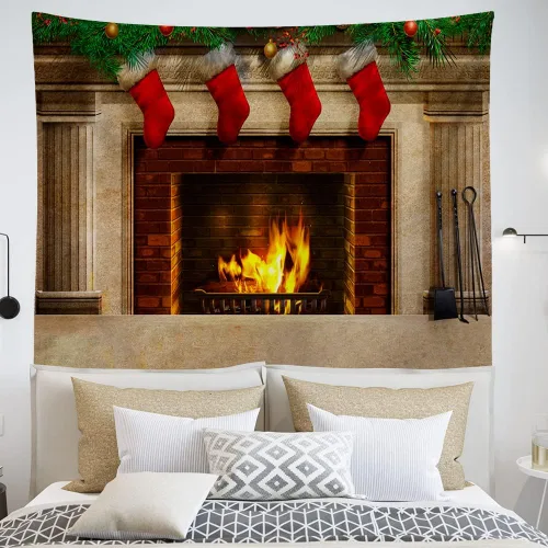 Miniatura 11 de OTOSTAR Tapiz de Navidad con diseño de bola de Navidad, Feliz Navidad y Feliz Año Nuevo, tapiz para colgar en la pared, adornos de Navidad, adornos