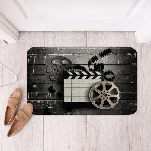 Miniatura 24 de Homewish Alfombra de baño con música de piano, notas musicales, para niños, niñas, niños, adolescentes, retro, graffiti, gris, dorado, lanudo