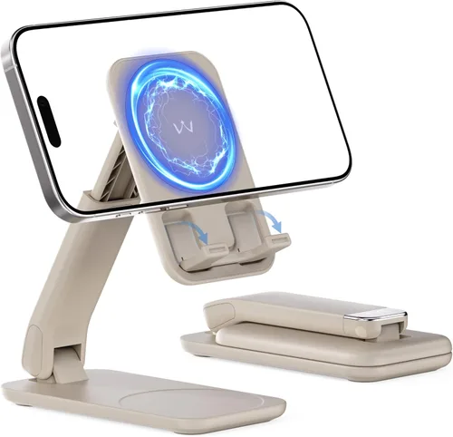 Miniatura 8 de iWALK Soporte magnético para teléfono celular para escritorio, soporte de teléfono móvil ajustable en ángulo y altura, soporte magnético plegable