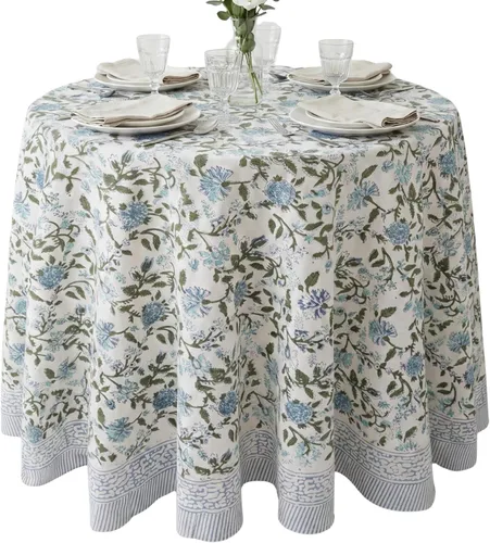 Miniatura 44 de ATOSII Mantel 100% algodón, Amara, floral, hecho a mano, rectangular, de lino, para cocina, comedor, fiestas, bodas, exteriores, picnics, Pascua